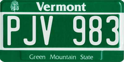 VT license plate PJV983