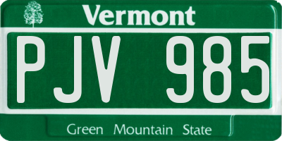 VT license plate PJV985