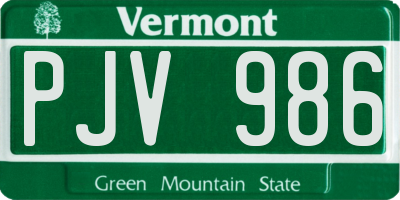 VT license plate PJV986