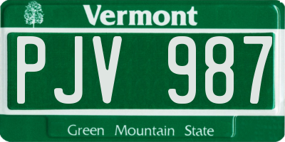 VT license plate PJV987