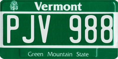 VT license plate PJV988