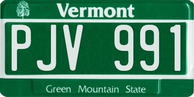 VT license plate PJV991