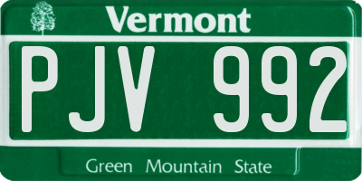 VT license plate PJV992