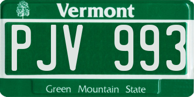 VT license plate PJV993