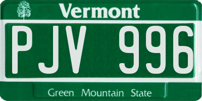 VT license plate PJV996