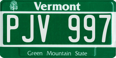 VT license plate PJV997