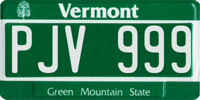 VT license plate PJV999