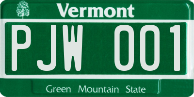 VT license plate PJW001