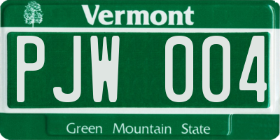 VT license plate PJW004