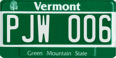 VT license plate PJW006