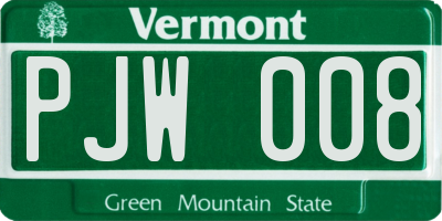 VT license plate PJW008