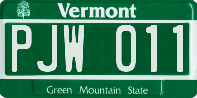VT license plate PJW011