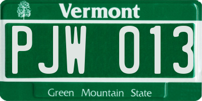 VT license plate PJW013