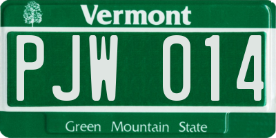 VT license plate PJW014