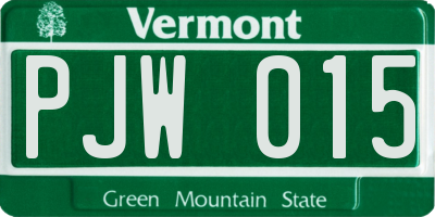 VT license plate PJW015