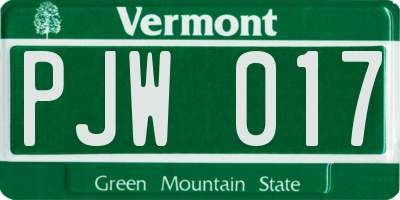 VT license plate PJW017