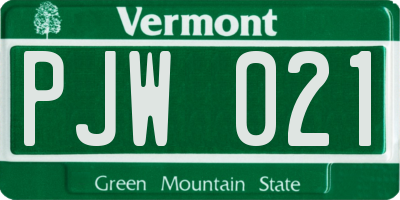 VT license plate PJW021