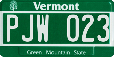 VT license plate PJW023