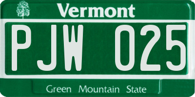 VT license plate PJW025