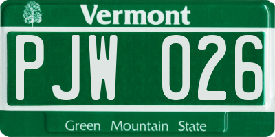 VT license plate PJW026