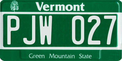 VT license plate PJW027