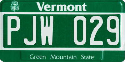 VT license plate PJW029