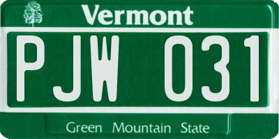 VT license plate PJW031