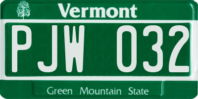 VT license plate PJW032
