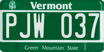 VT license plate PJW037