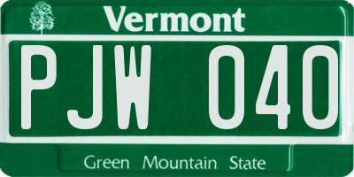 VT license plate PJW040