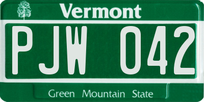 VT license plate PJW042