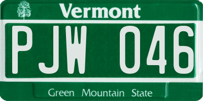 VT license plate PJW046