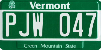 VT license plate PJW047