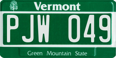 VT license plate PJW049
