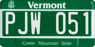 VT license plate PJW051