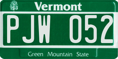VT license plate PJW052