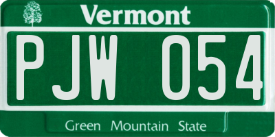 VT license plate PJW054
