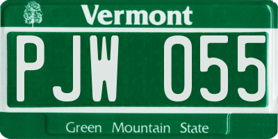 VT license plate PJW055