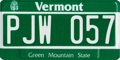 VT license plate PJW057