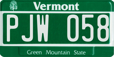 VT license plate PJW058