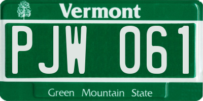 VT license plate PJW061
