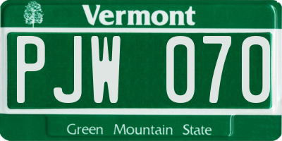 VT license plate PJW070