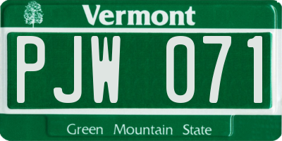 VT license plate PJW071