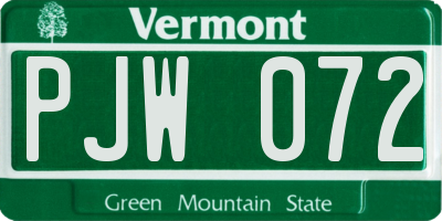 VT license plate PJW072
