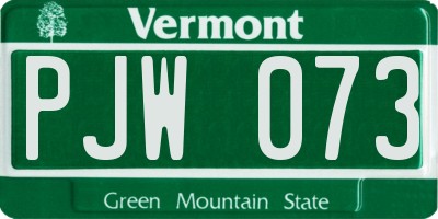 VT license plate PJW073