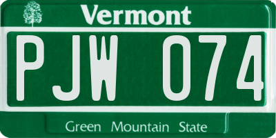 VT license plate PJW074