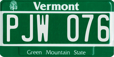 VT license plate PJW076
