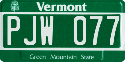 VT license plate PJW077