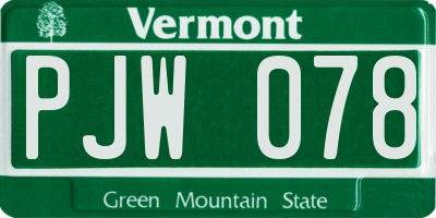 VT license plate PJW078