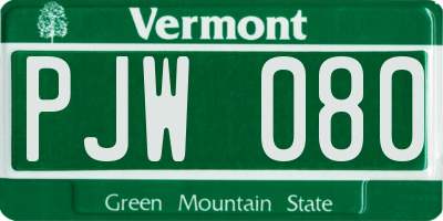 VT license plate PJW080